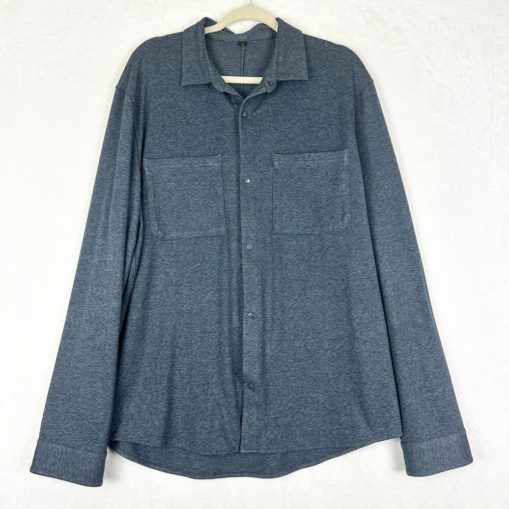 Lululemon Mens Soft Knit Overshirt Size XL Heathered True Navy